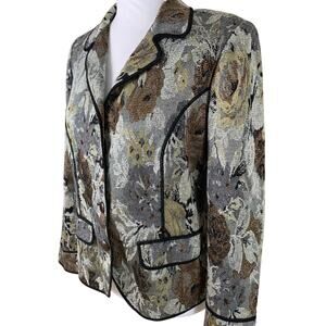 Vintage Stizzoli Size 46 US 12 Floral Knit Blazer Jacket  Made in Italy Metallic